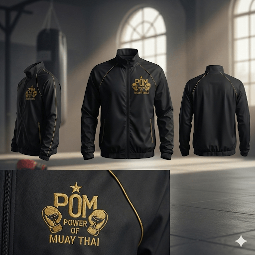 P.O.M Windjacke – Power of Muay Thai (Schwarz/Gold) - P.O.M