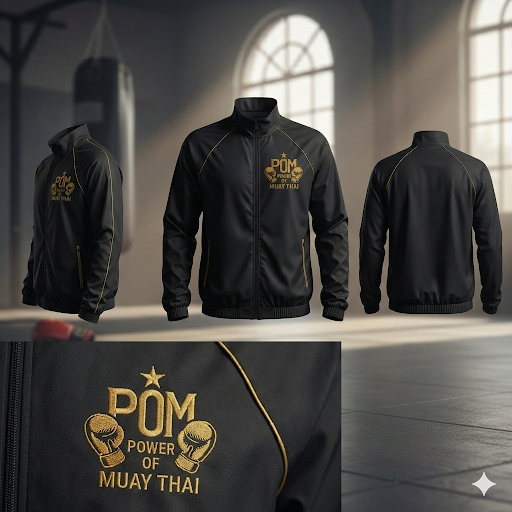 P.O.M Windjacke – Power of Muay Thai (Schwarz/Gold)