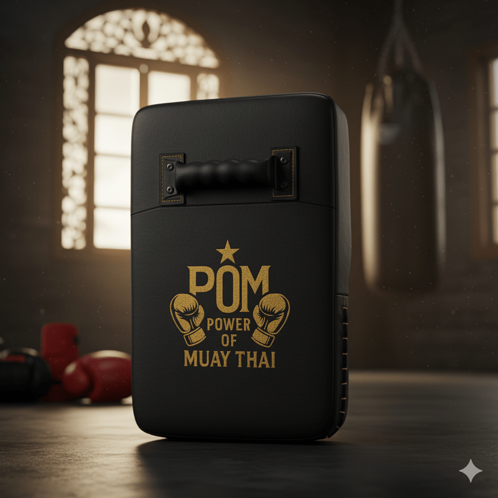 P.O.M Low Kick Pad in Schwarz-Gold mit Griff