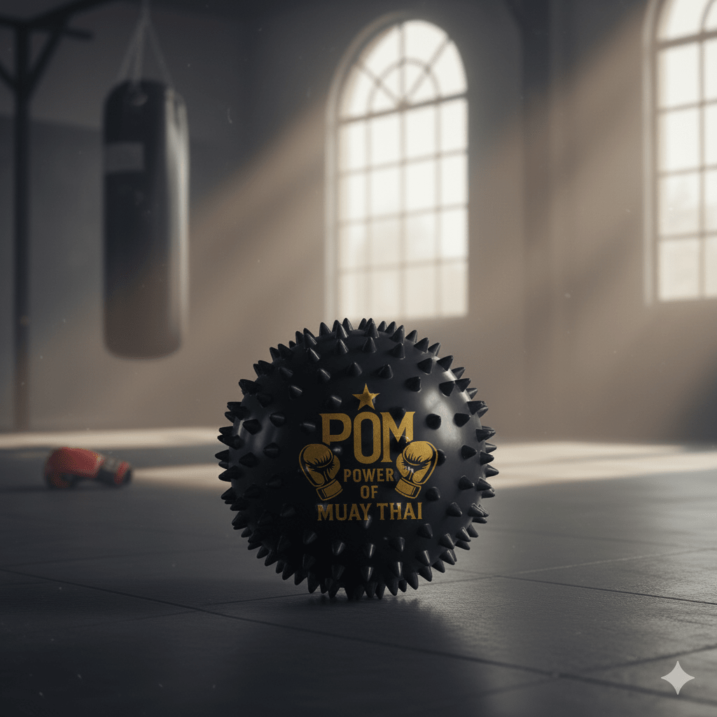 P.O.M Massage Ball in Schwarz mit goldenem POM-Logo