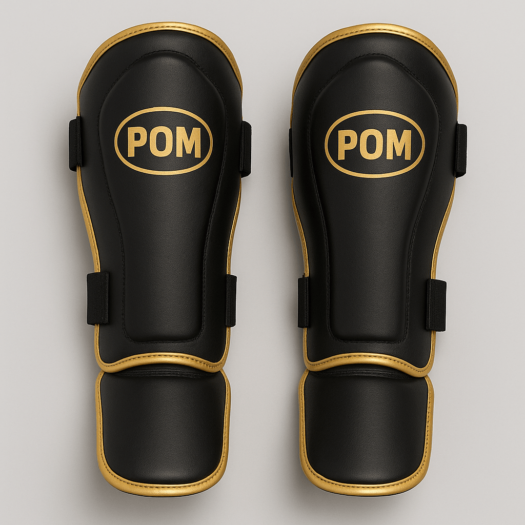 P.O.M Schienbeinschoner Hosiery in Schwarz-Gold, Paar