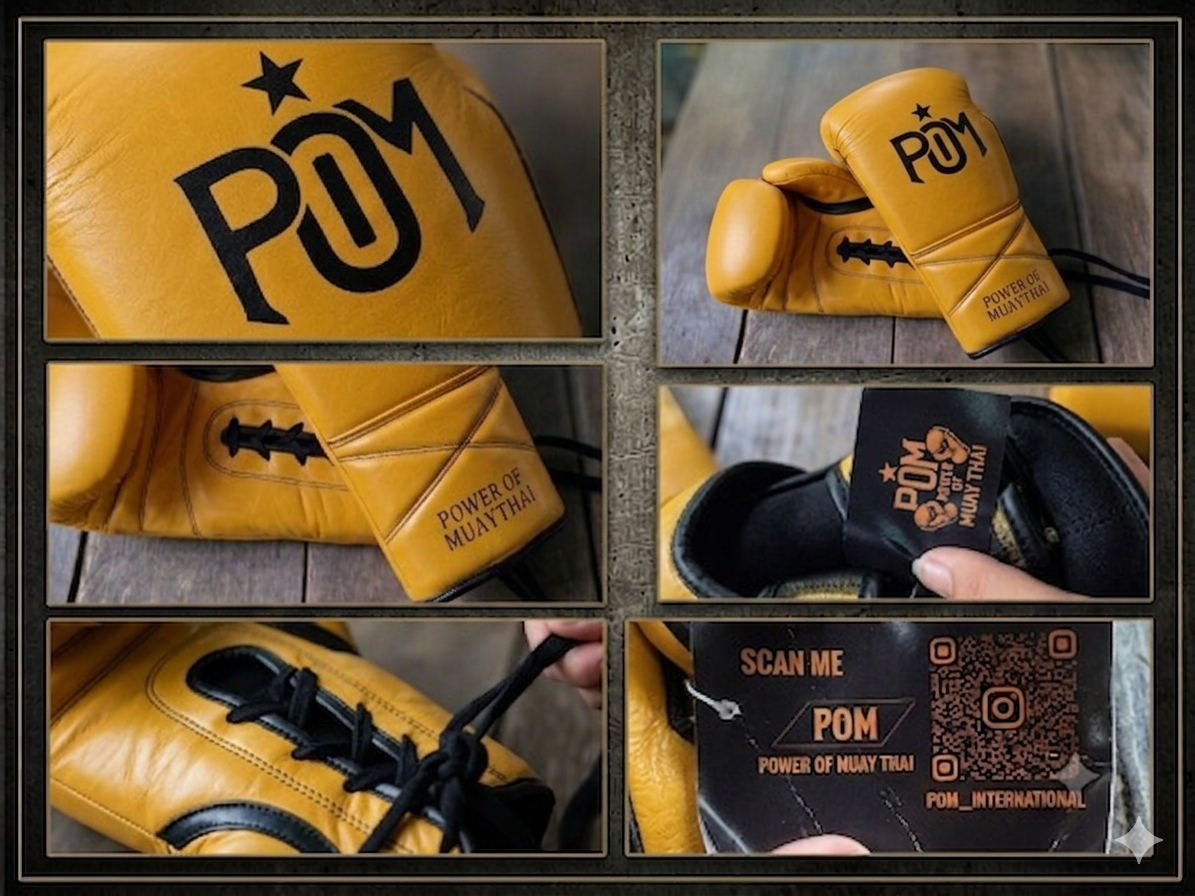 P.O.M Premium Echtleder Boxhandschuhe – Gelb/Schwarz (Summeredition)