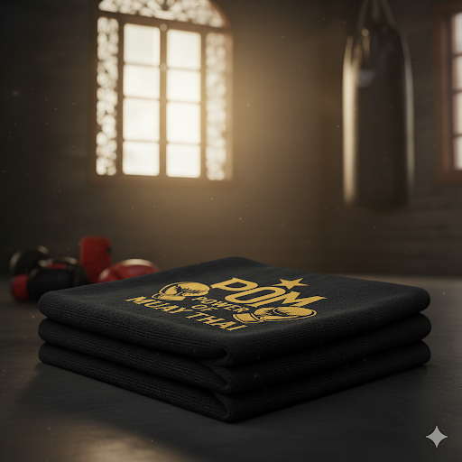 P.O.M Handtuch – Logo gestickt (Schwarz/Gold)